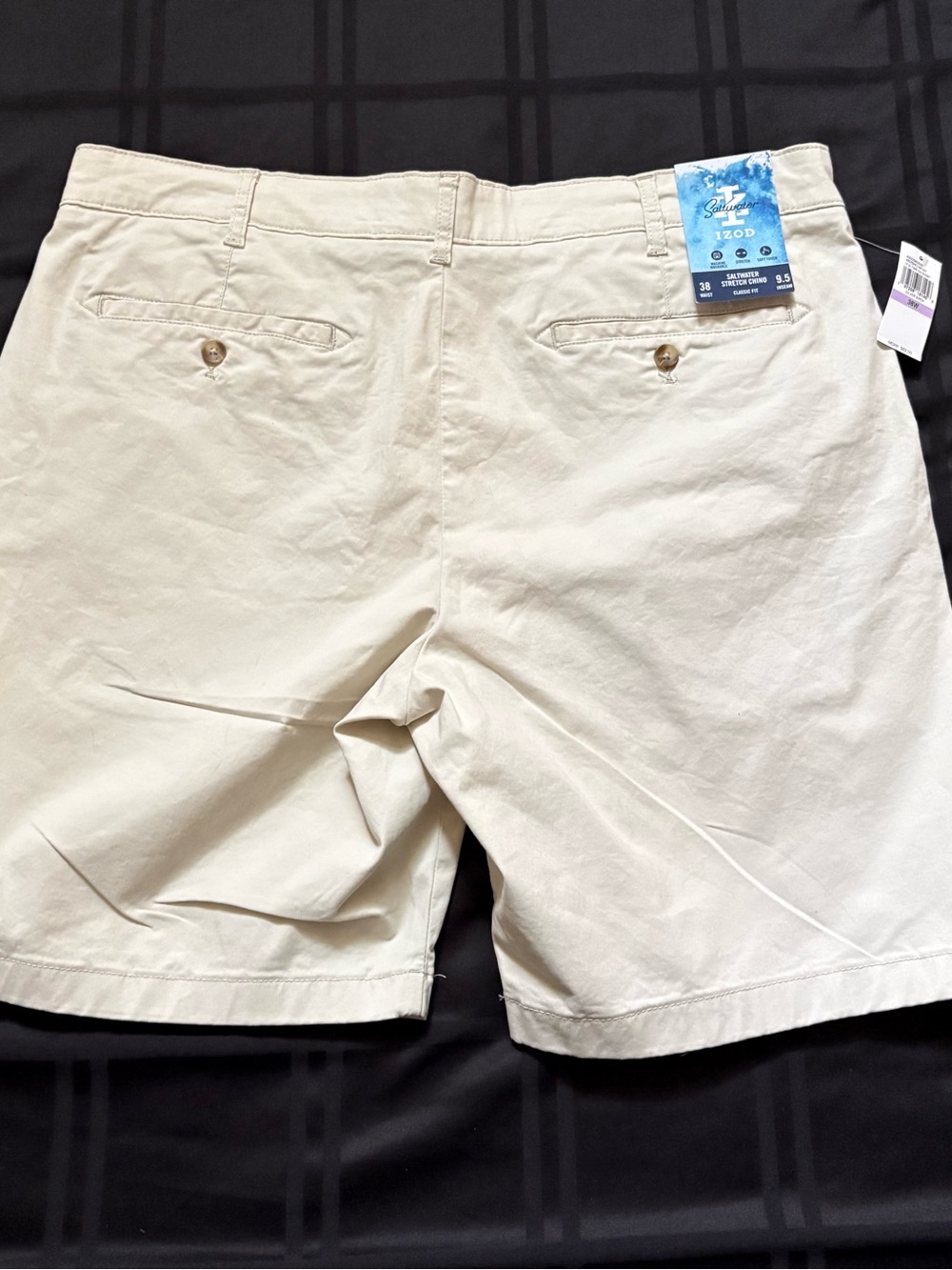 Mens IZOD Saltwater Stretch Chino Tan Khaki Shorts Size 38x9.5 “NWT” Org $60